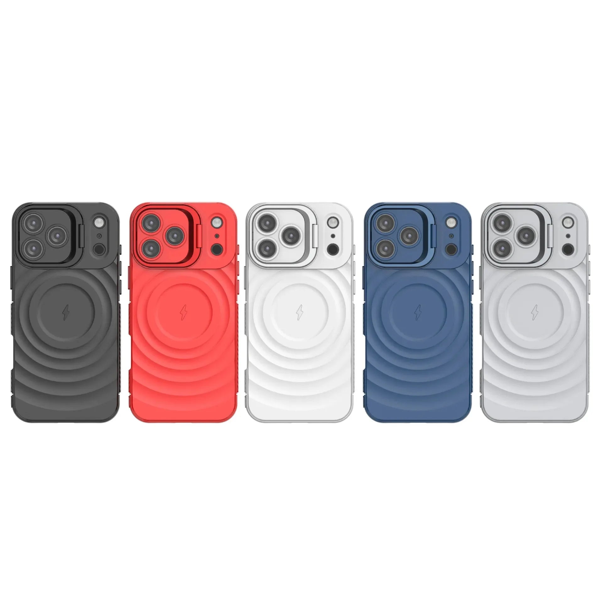PureGuardCases Ripple Matte Armor iPhone Case – MagSafe Camera Stand Protective Cover