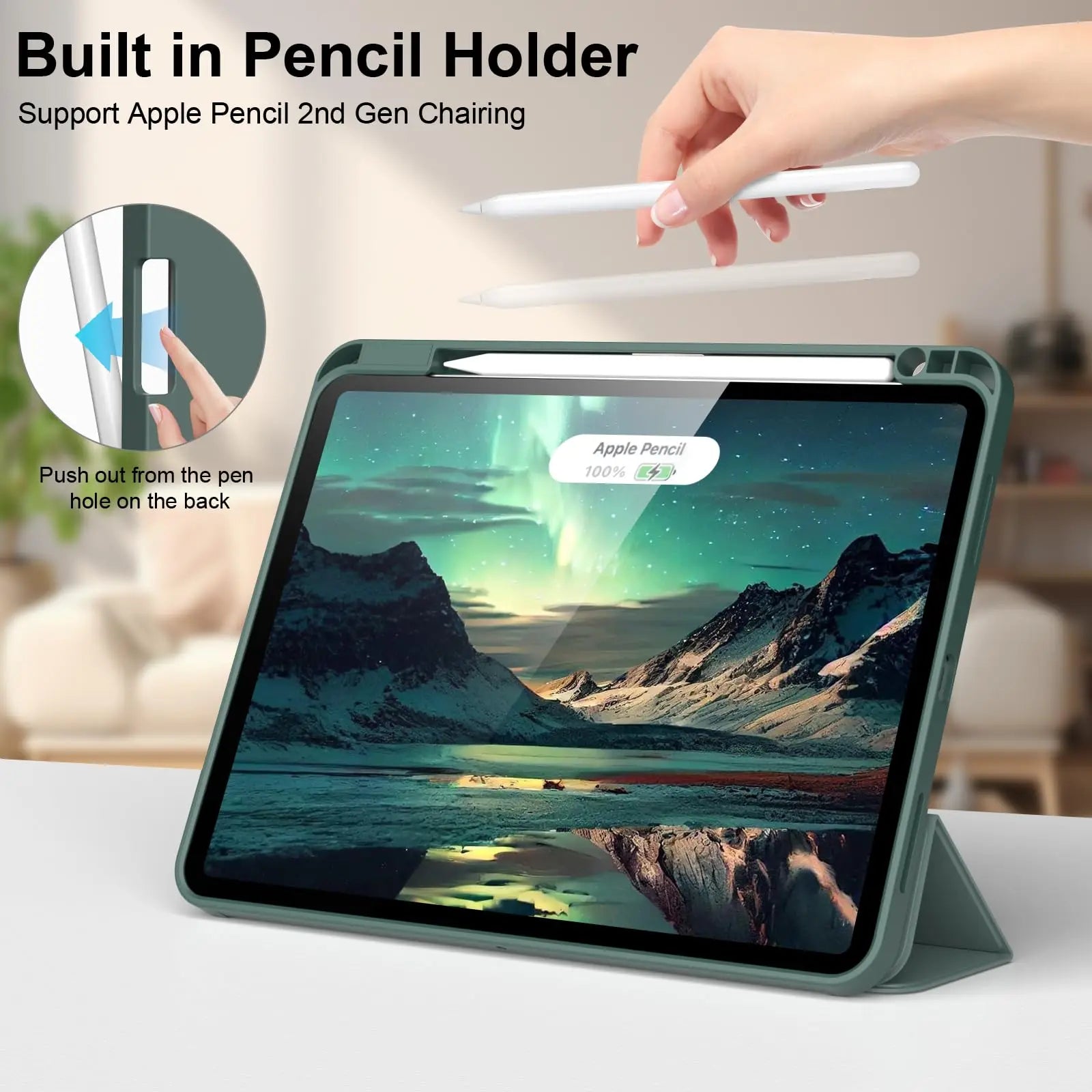 PureGuardCases Smart Folio Case with Pencil Holder for iPad