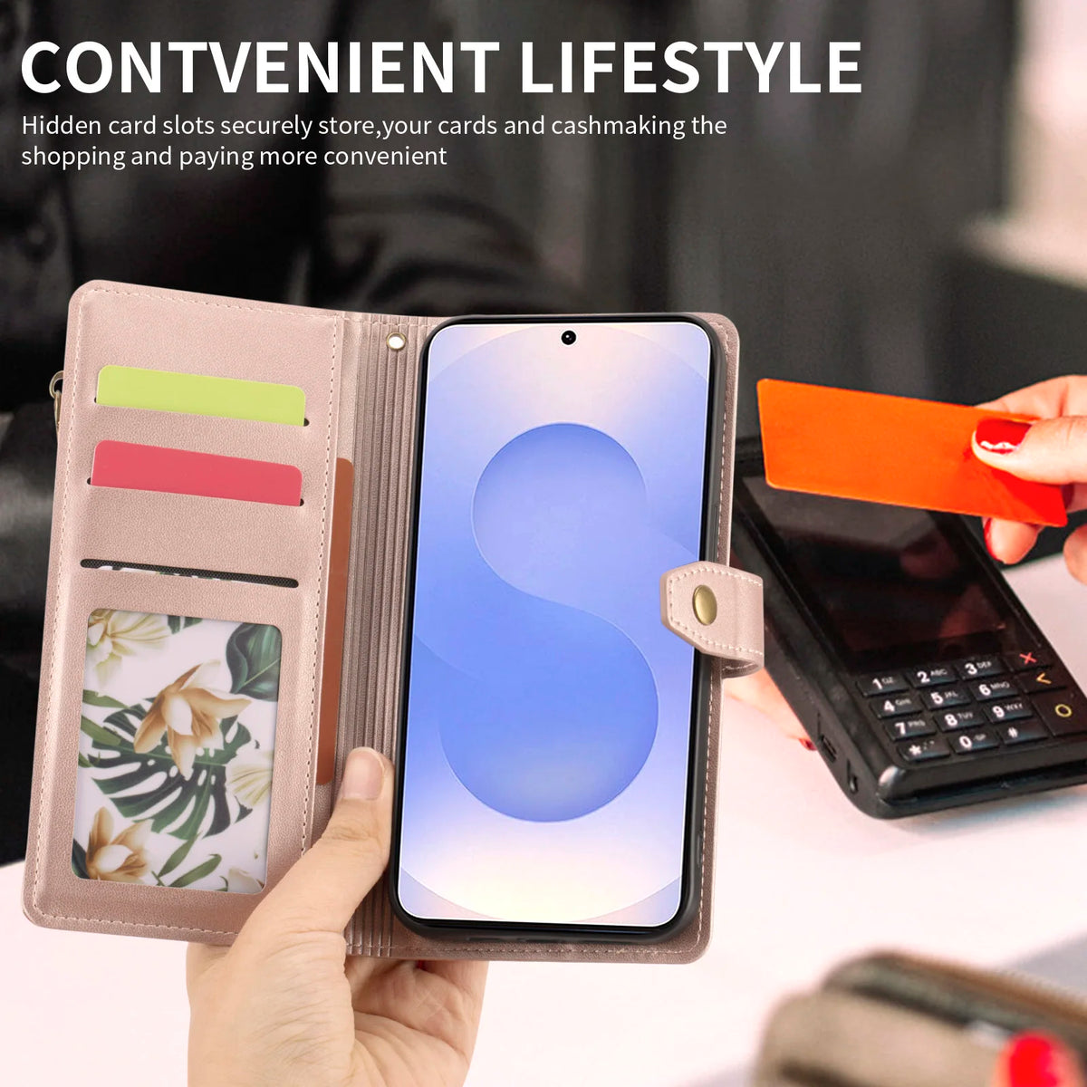 PureGuardCases Faux Leather Flip Wallet Case for Samsung Galaxy S9-S10, S20-S26 - Multi-Card & Coin Holder