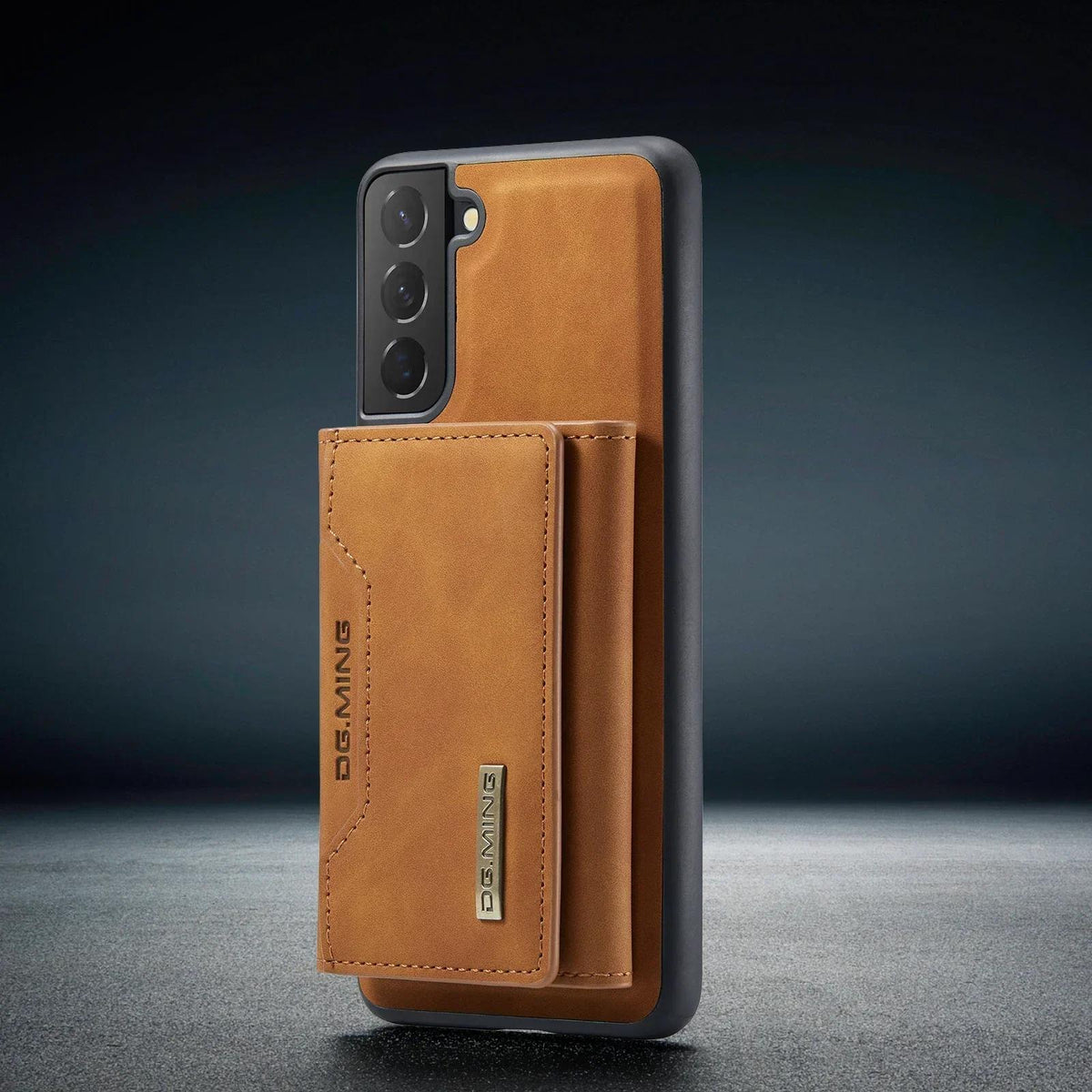 Brown 2-in-1 detachable magnetic leather flip wallet case for Samsung Galaxy S25, Note 20 Ultra and A series, open and closed