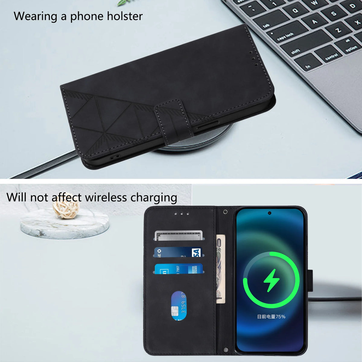 Skin-Feel Wallet Case Galaxy S20-S26, card slots
