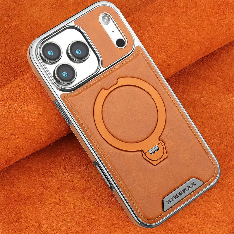 PureGuardCases Rotating Leather Stand iPhone Case – MagSafe Shockproof Cover