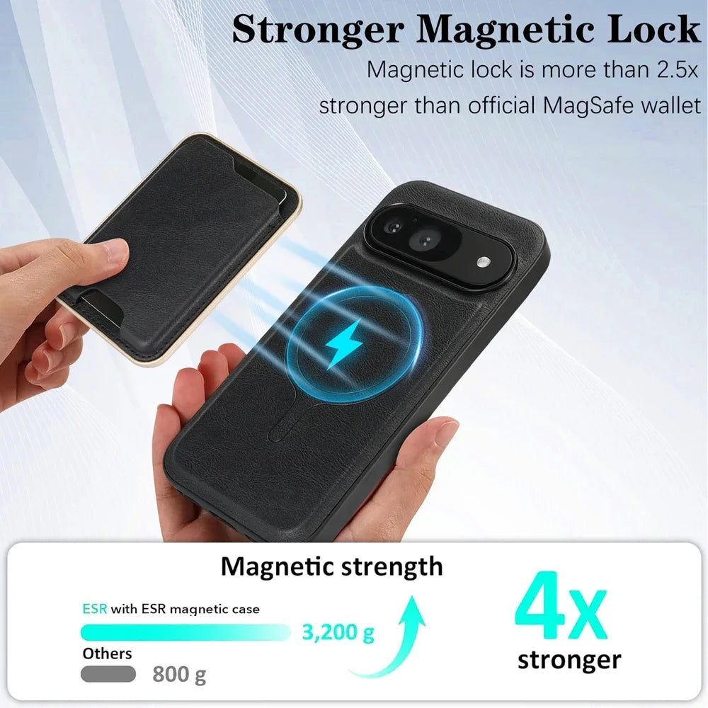 PureGuardCases 2-in-1 Magnetic Leather Wallet Case for Google Pixel