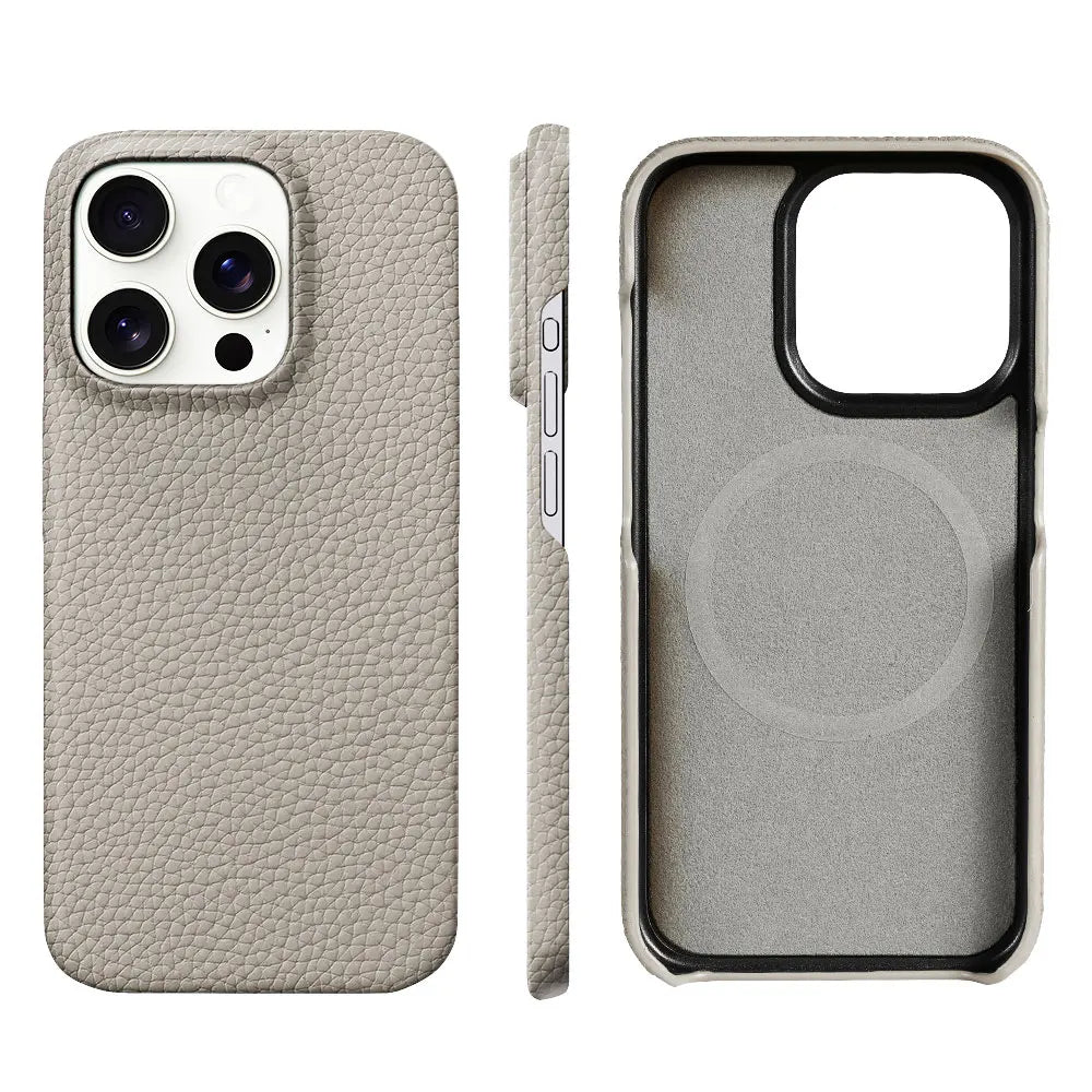 PureGuardCases Natural Cowhide Leather iPhone Case – Luxury MagSafe Magnetic Cover