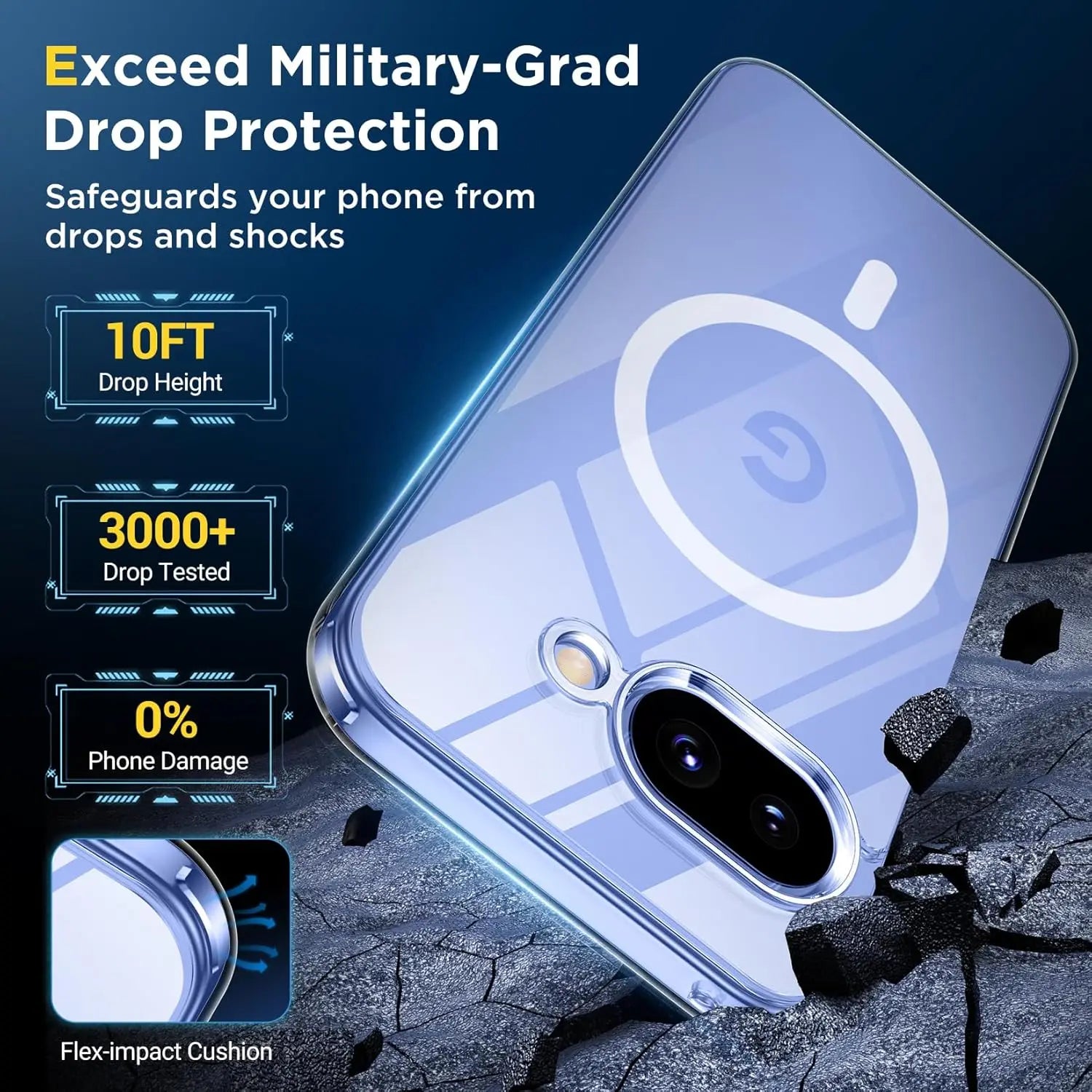 PureGuardCases Clear Magnetic Case for Google Pixel