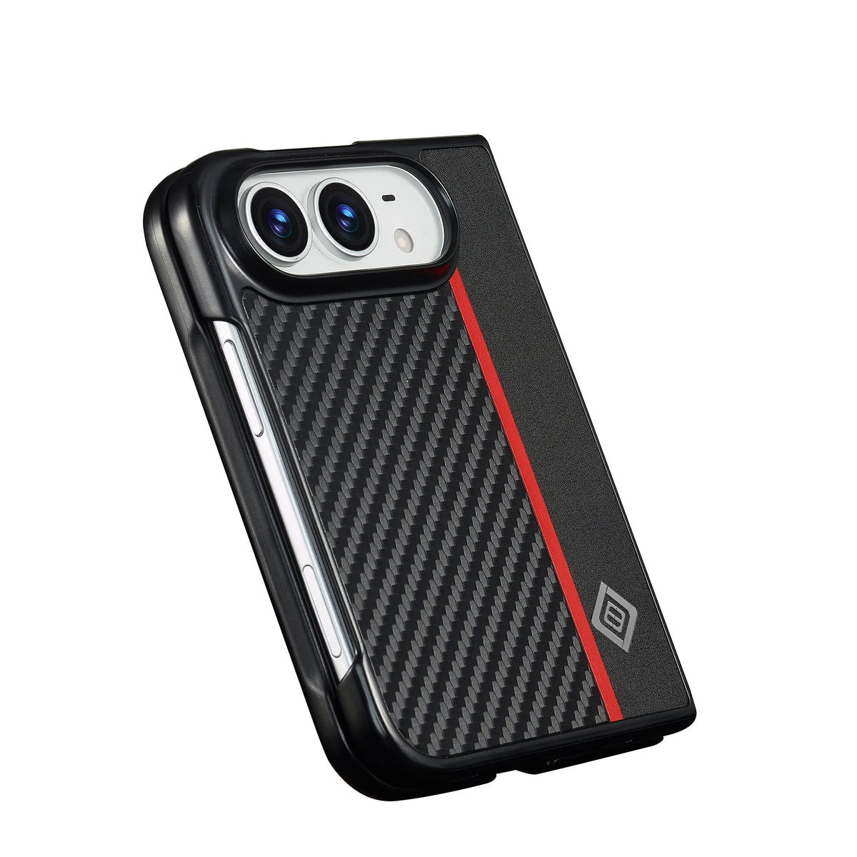 Slim Carbon Fiber Texture Case for iPhone Duo, Red Stripe - Product View 3