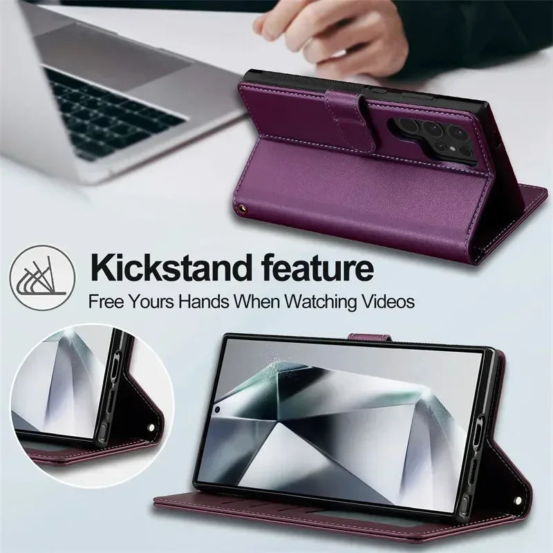 Magnetic Flip Leather Wallet Case with Stand for Samsung Galaxy S & A - image 6