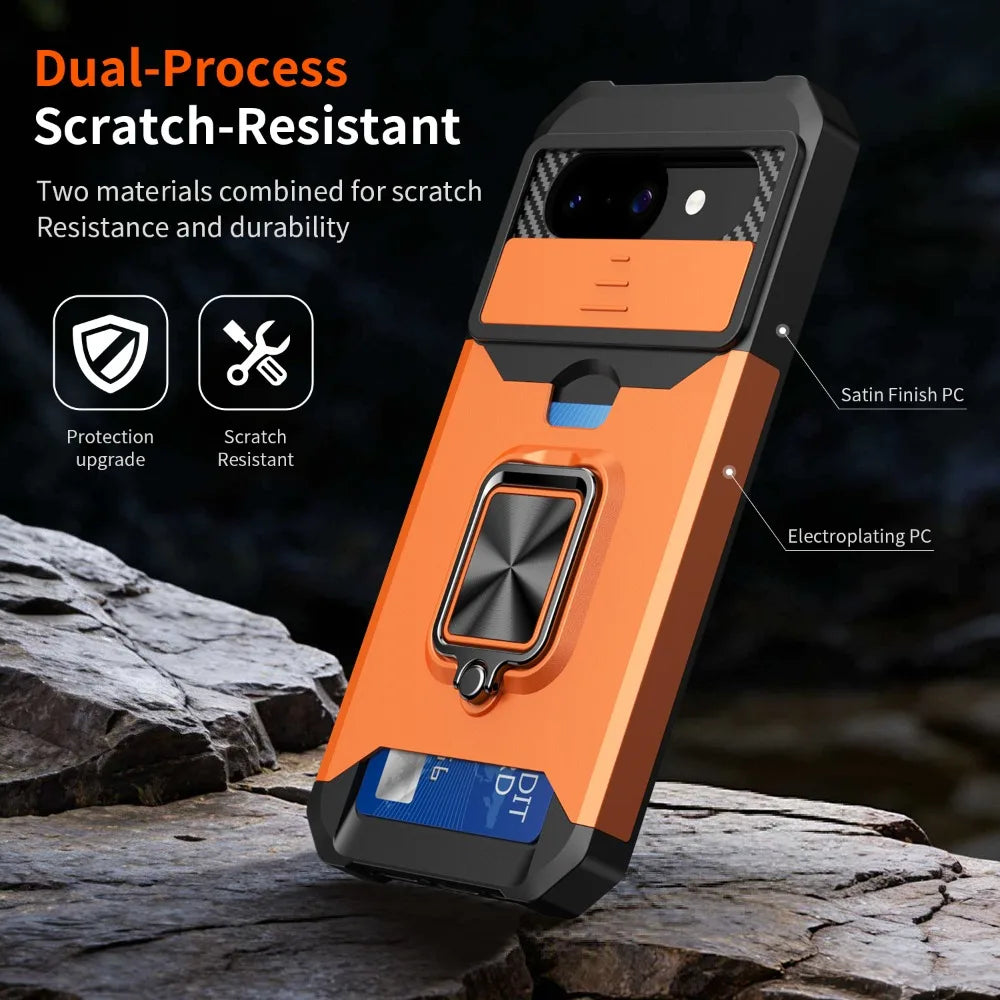 PureGuardCases Armor Ring Wallet Case for Google Pixel