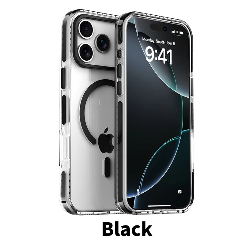 PureGuardCases Luxury PE Striped Clear iPhone Case – MagSafe Magnetic Cover