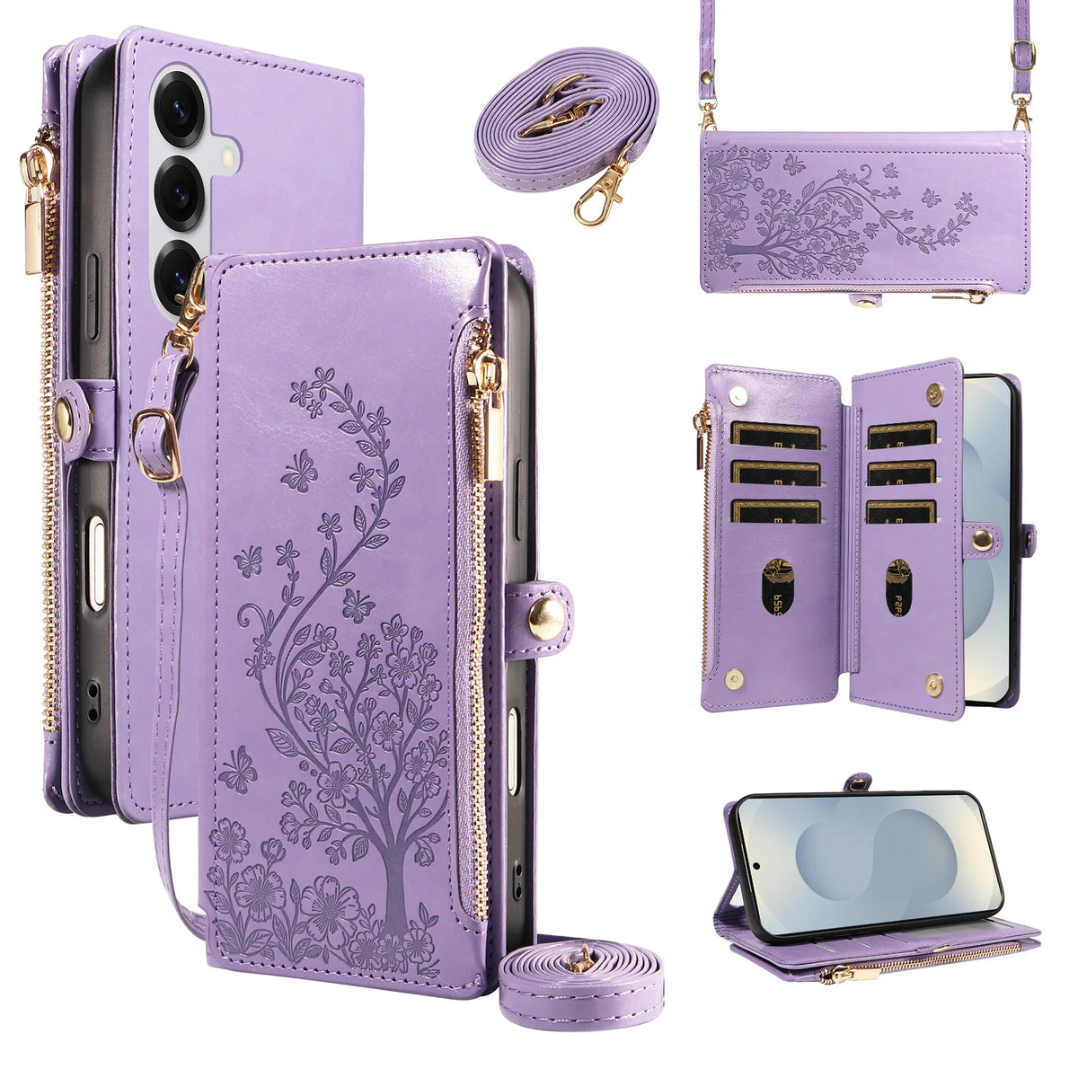 Tree Zipper Case Galaxy S9-S26, Purple