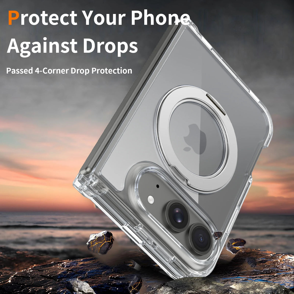 Clear 360 Ring Case iPhone Duo, front & back