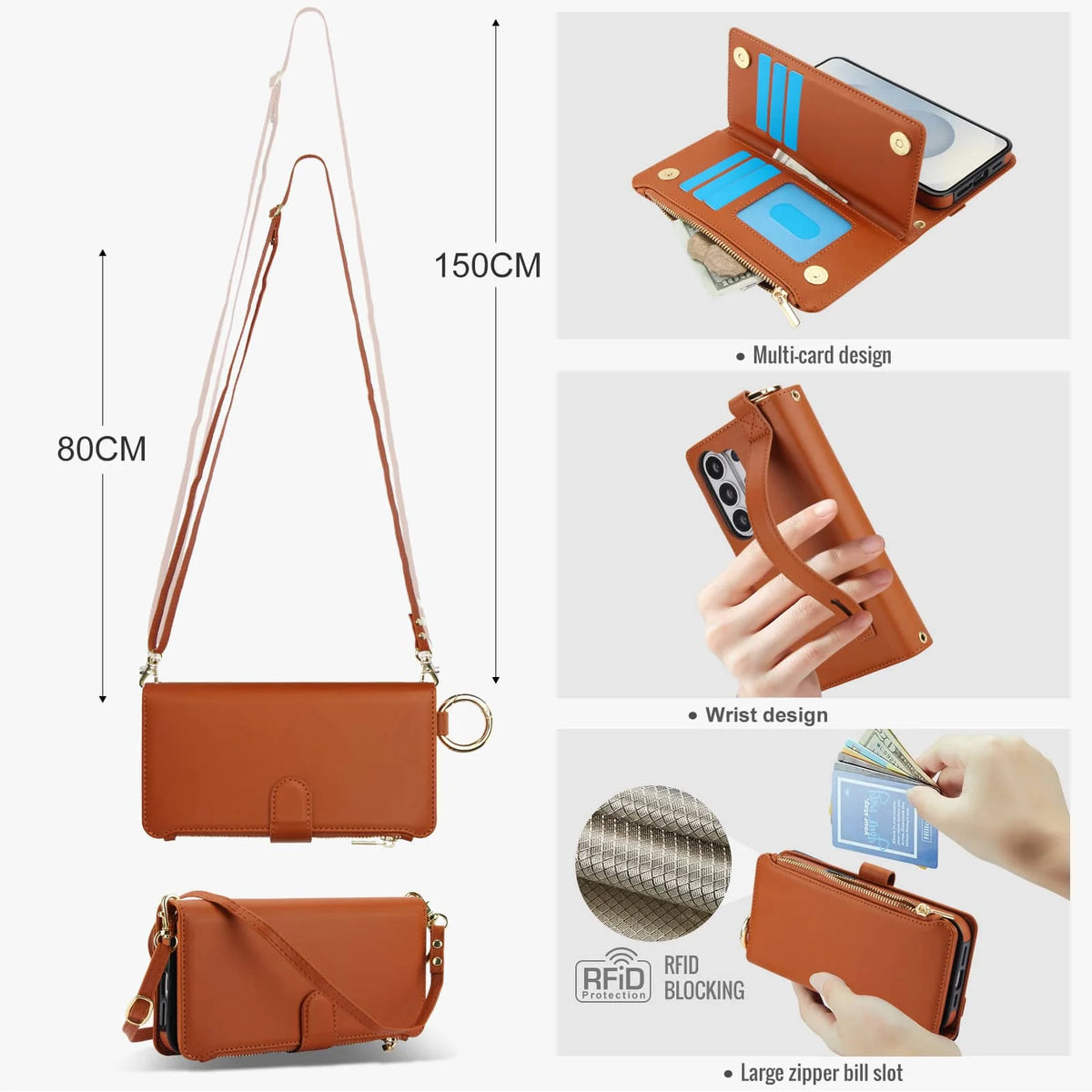 RFID Zipper Case Galaxy S26, crossbody strap