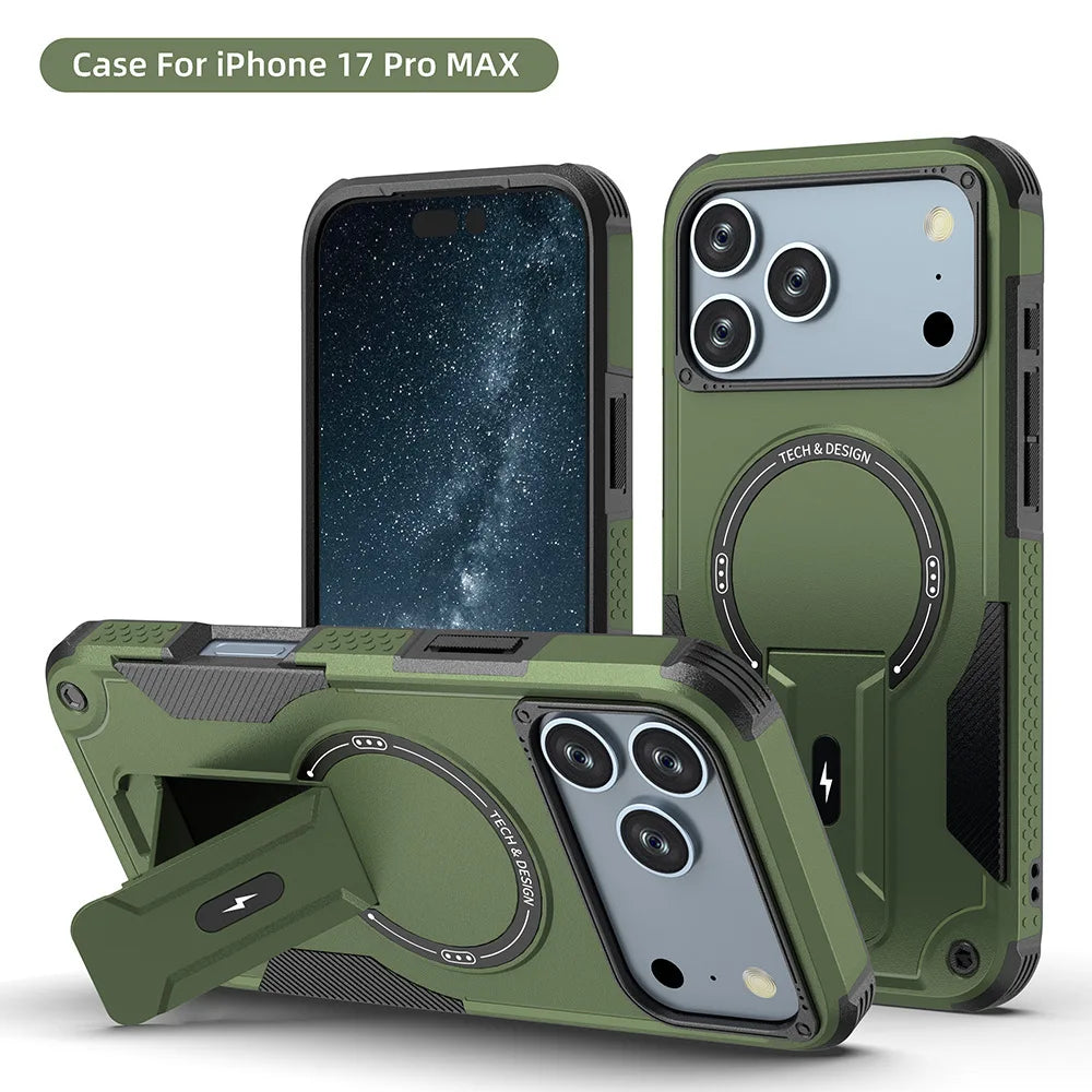 PureGuardCases Invisible Bracket MagSafe iPhone Case – Magnetic Stand Shockproof Cover