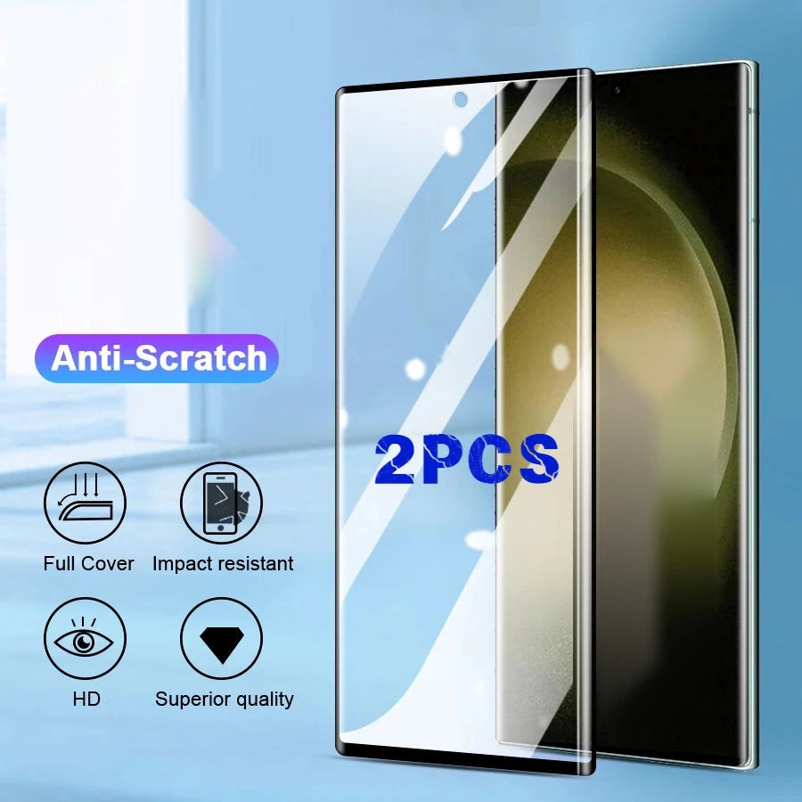 Two curved full cover tempered glass screen protectors for Samsung Galaxy S Ultra and Note