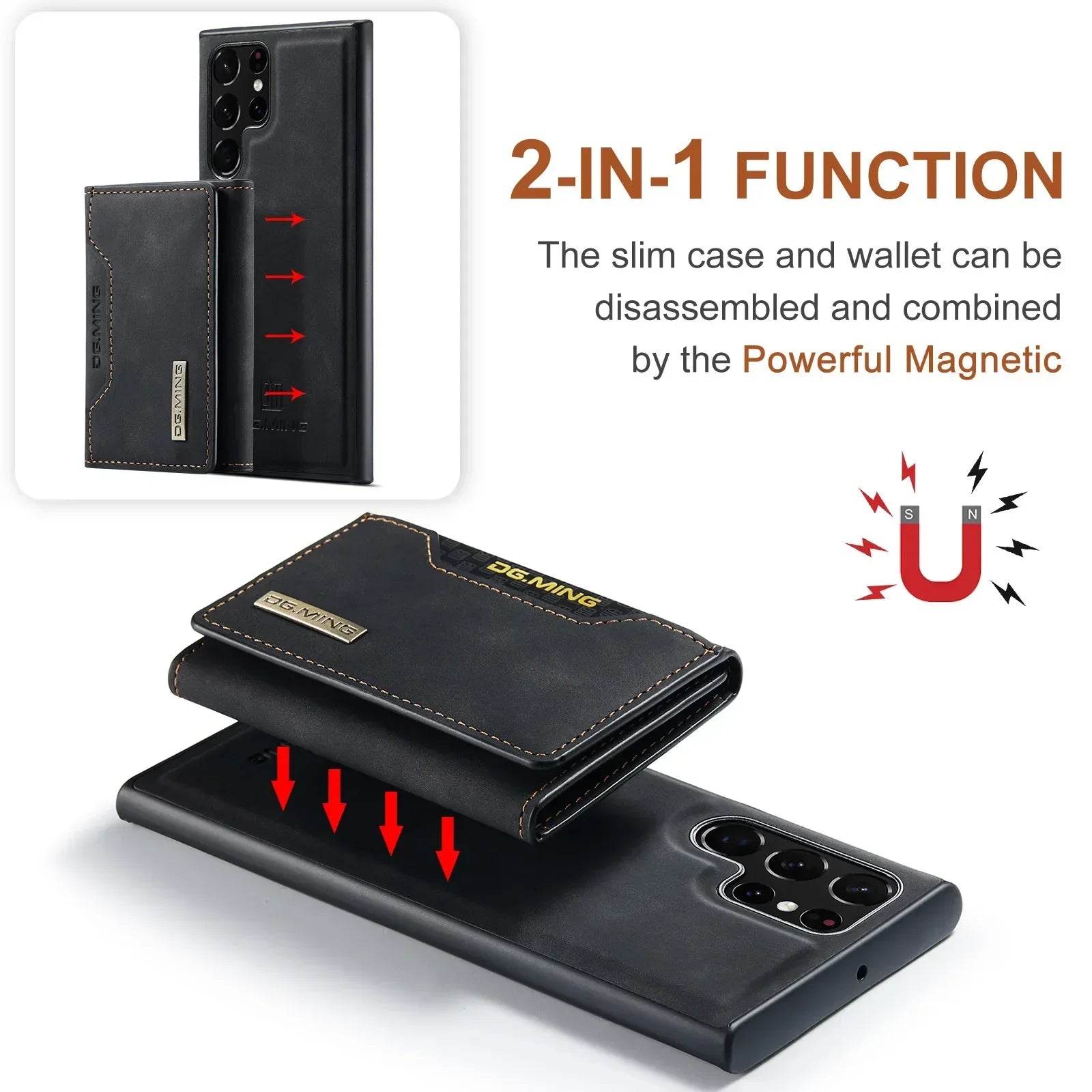 PureGuardCases 2-in-1 Detachable Magnetic Wallet Case for Samsung Galaxy & Z Fold