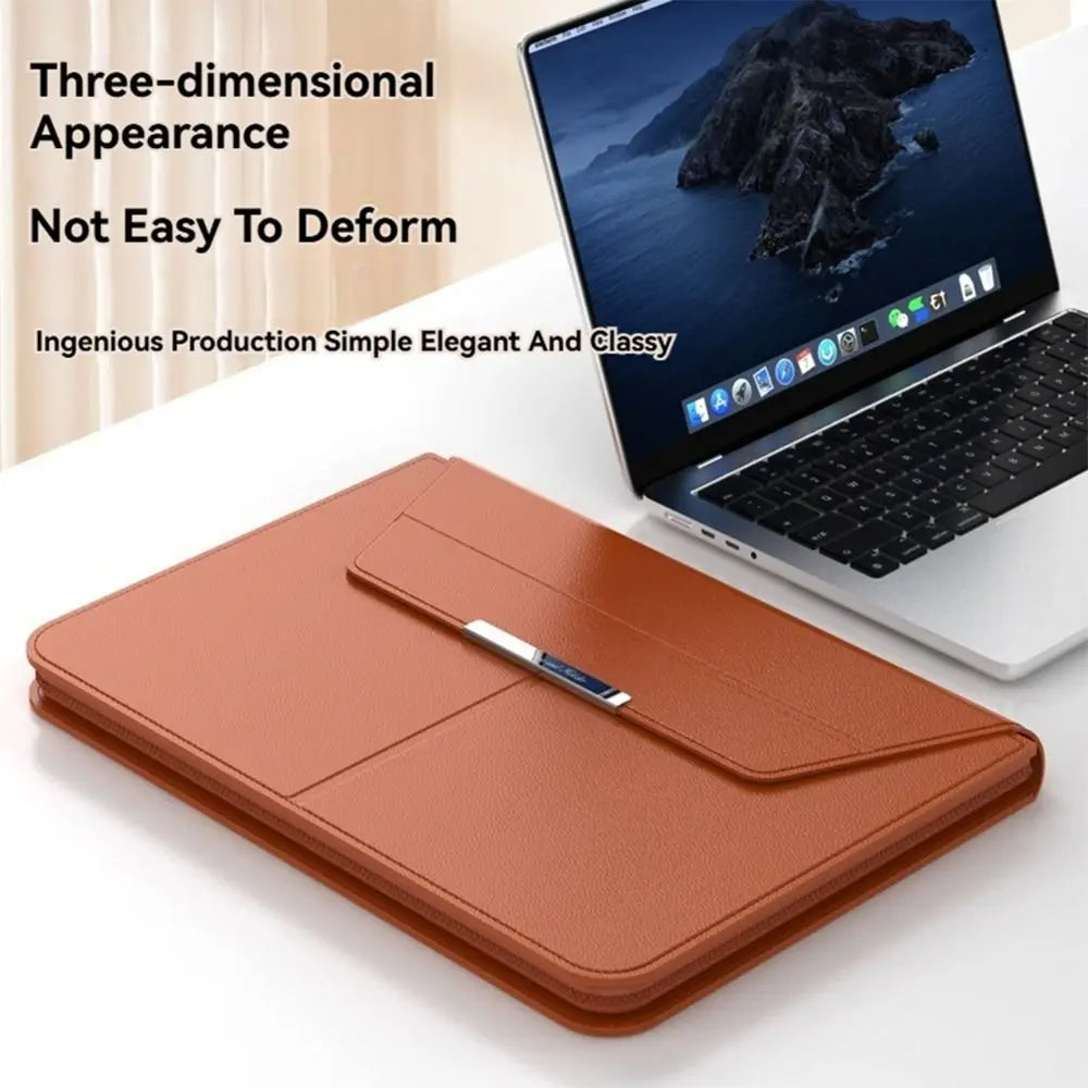 PureGuardCases Leather Laptop Sleeve with Stand for MacBook & Laptops