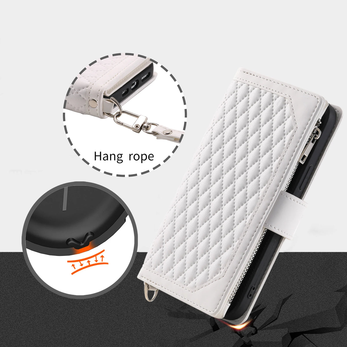 Rhombic Wallet Case Galaxy S & A, texture close-up