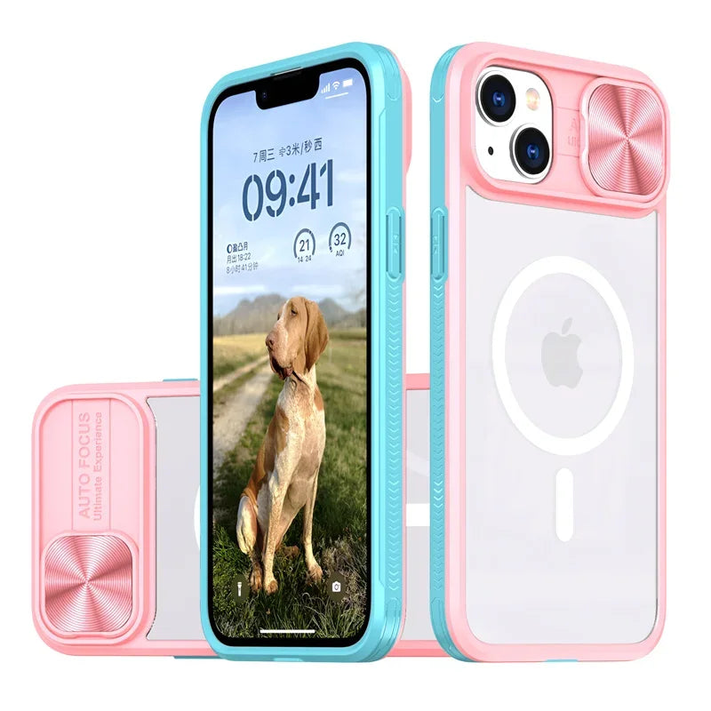 PureGuardCases Slide Camera Lens Acrylic iPhone Case – MagSafe Magnetic Cover