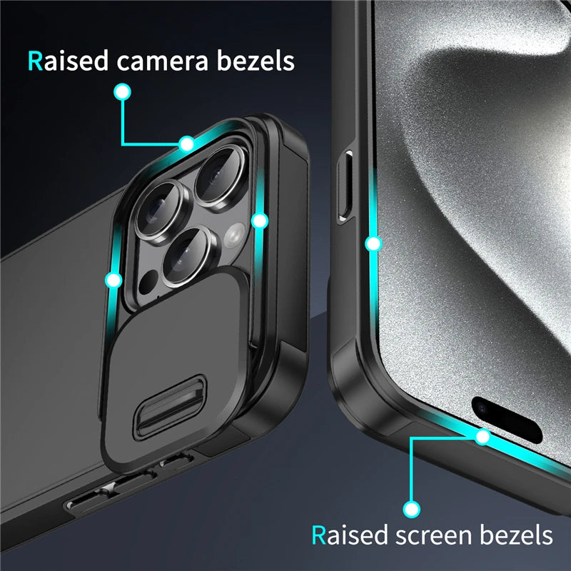 Slide Camera Rugged Case iPhone 11-18, slim profile