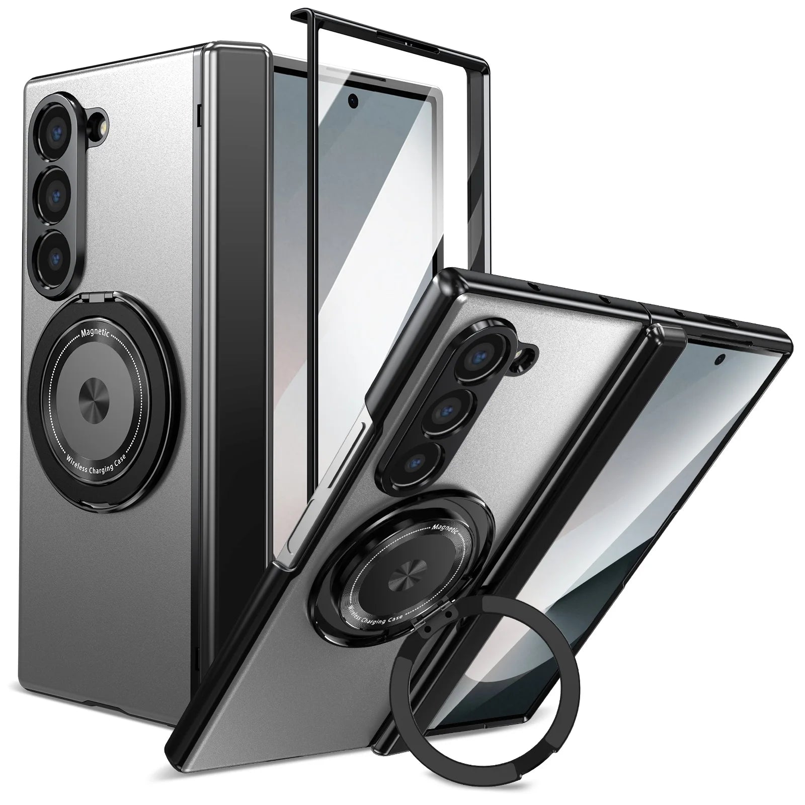 PureGuardCases Aluminum Armor Case with 360° Magnetic Ring for Samsung Galaxy Z Fold
