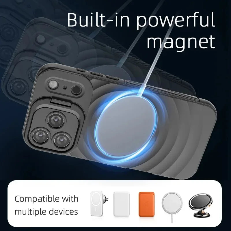 PureGuardCases Ripple Matte Armor iPhone Case – MagSafe Camera Stand Protective Cover