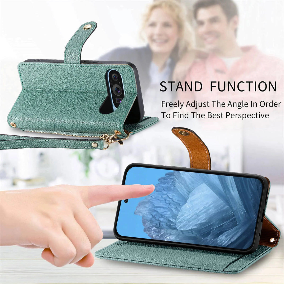 Zipper Wallet Case with Wrist Strap for Google Pixel 10-6 - Product View 4