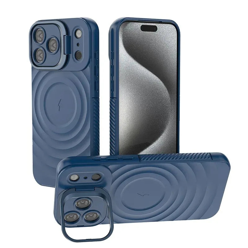 PureGuardCases Ripple Matte Armor iPhone Case – MagSafe Camera Stand Protective Cover
