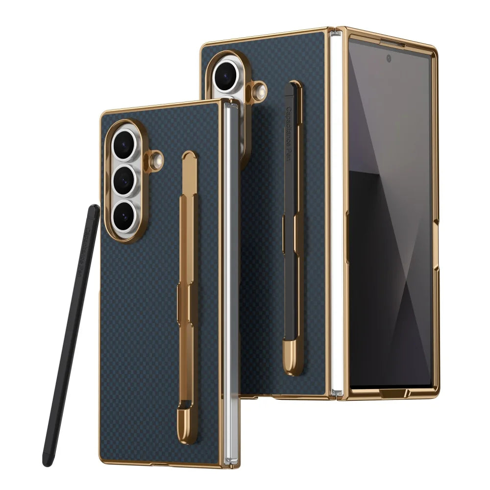 PureGuardCases Carbon Fiber Armor Case with S Pen Holder for Samsung Galaxy Z Fold