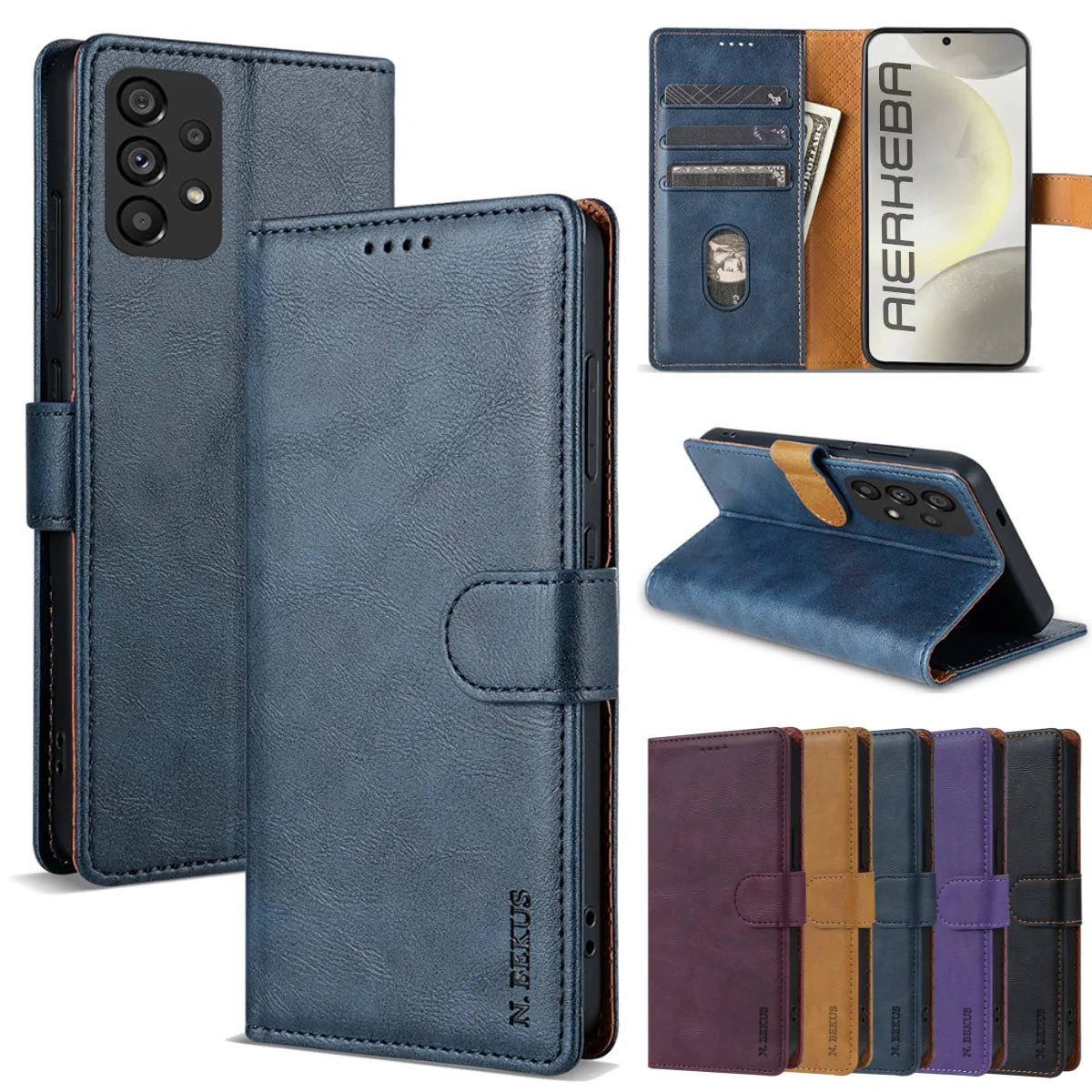 Classic Magnetic Leather Flip Wallet Case for Samsung Galaxy A Series - Product View 8