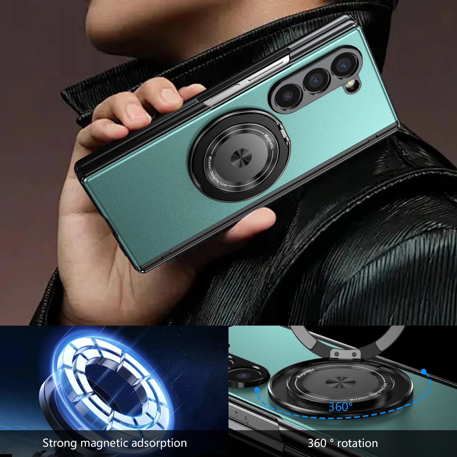 PureGuardCases Aluminum Armor Case with 360° Magnetic Ring for Samsung Galaxy Z Fold