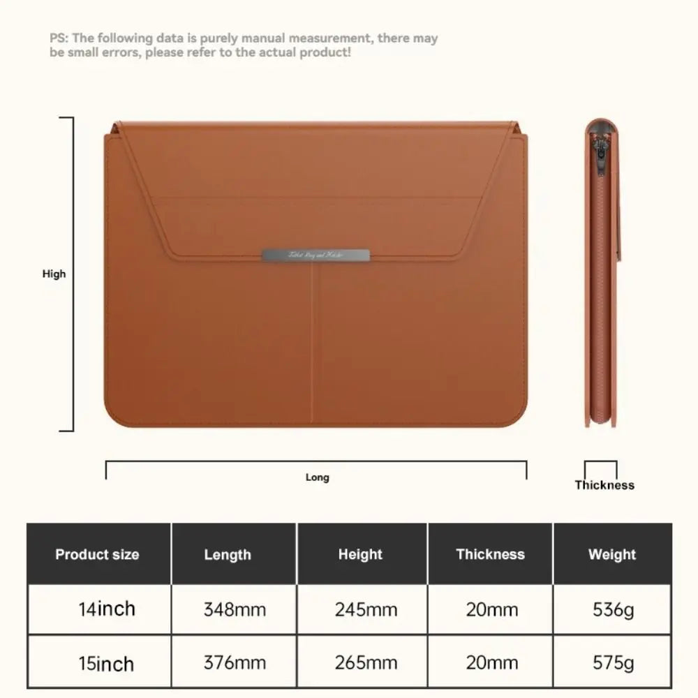 PureGuardCases Leather Laptop Sleeve with Stand for MacBook & Laptops