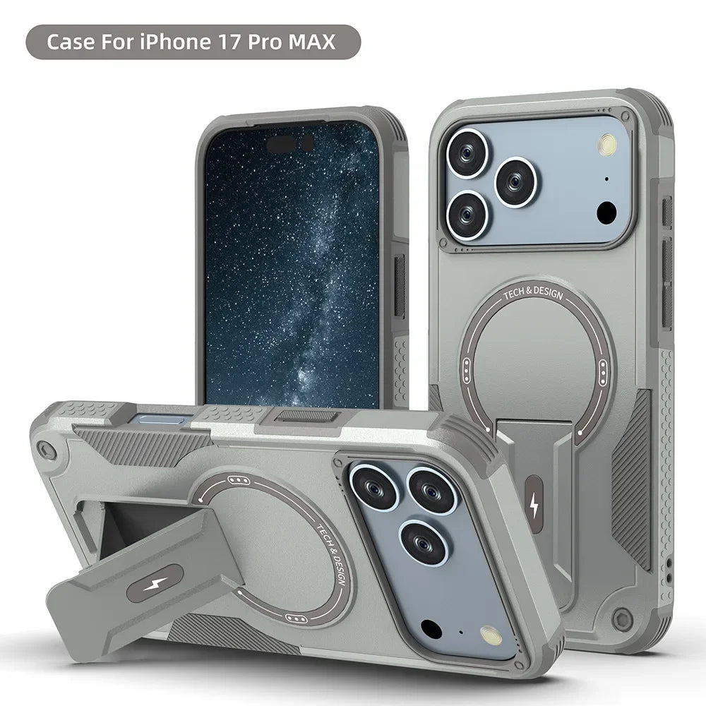 PureGuardCases Invisible Bracket MagSafe iPhone Case – Magnetic Stand Shockproof Cover