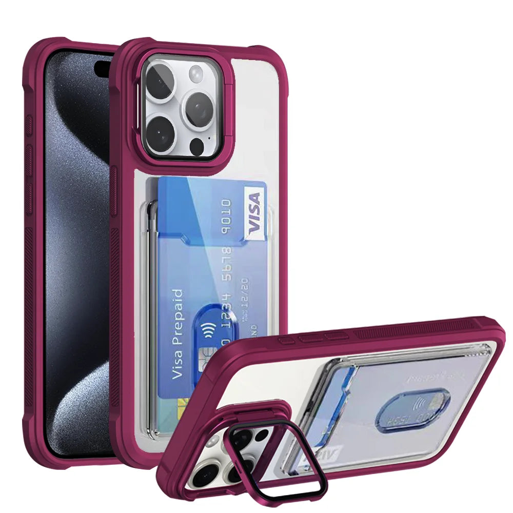 Clear Card Case iPhone 11-18, Wine Red