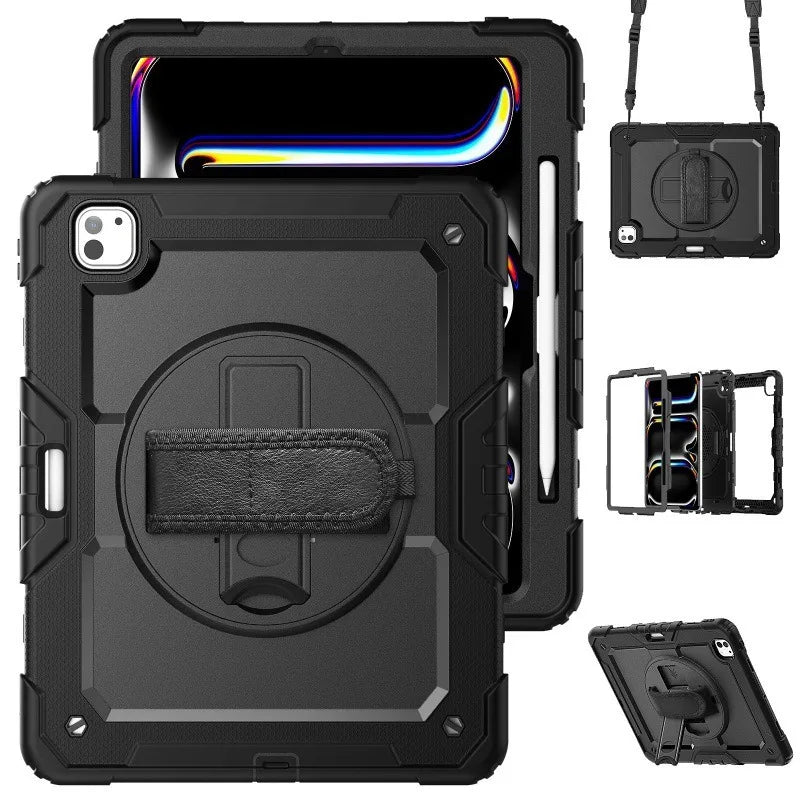 PureGuardCases Rugged Kickstand Case with Shoulder Strap for iPad
