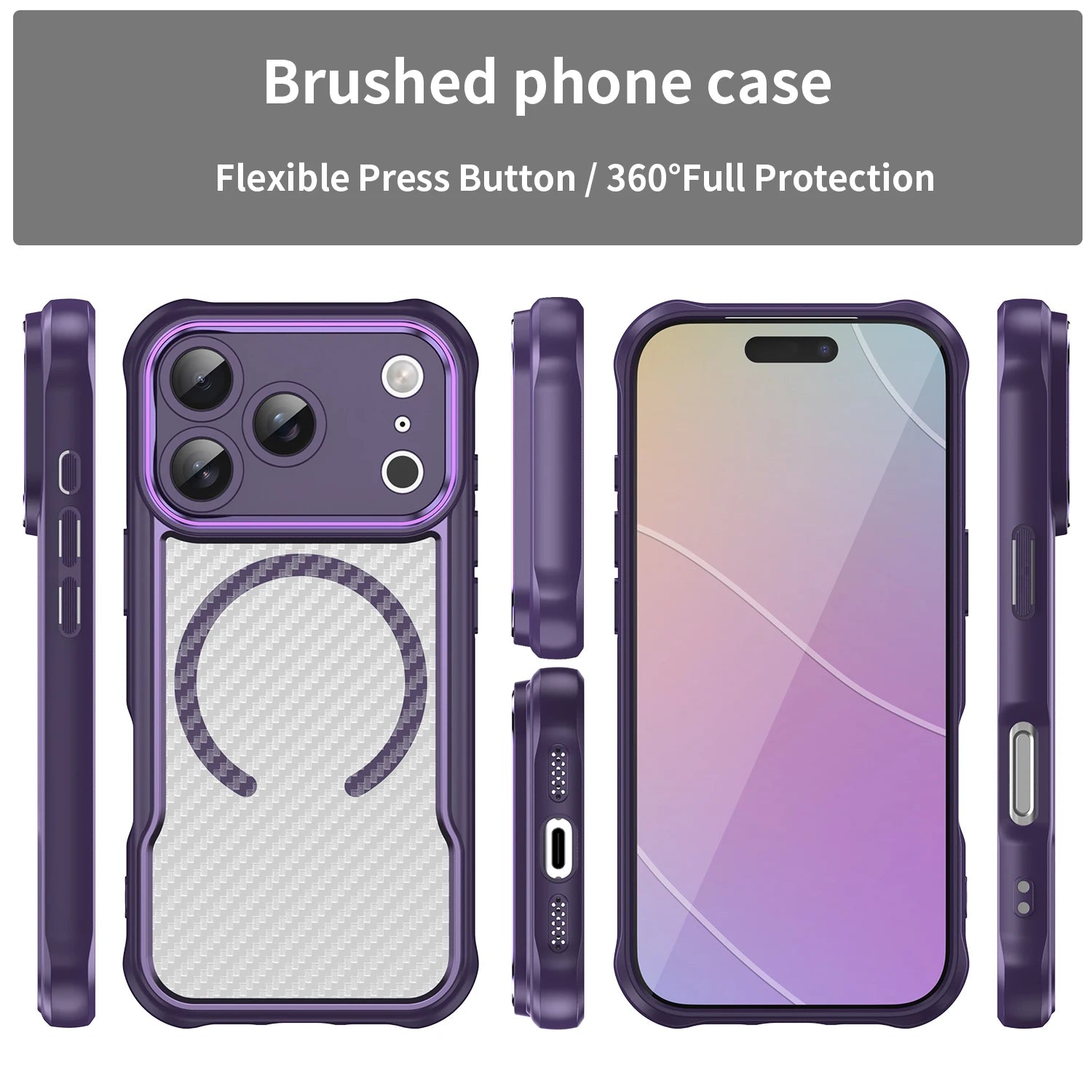 PureGuardCases Carbon Fiber Armor iPhone Case – MagSafe Shockproof Cover