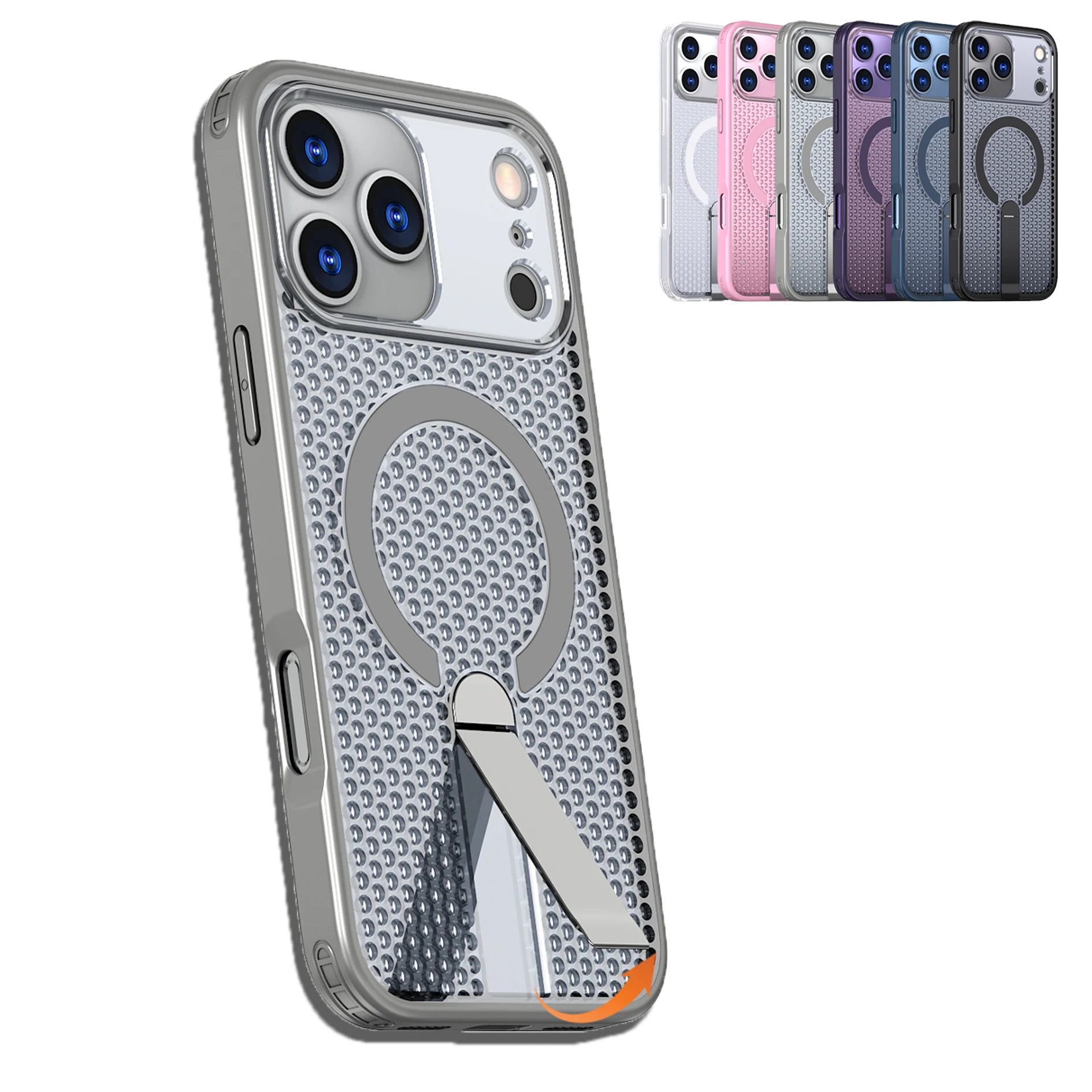 PureGuardCases Breathable Cooling Stand iPhone Case – MagSafe Rugged Magnetic Cover