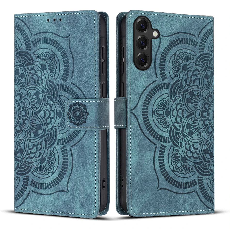 Mandala Wallet Case Galaxy S20-S26, Blue