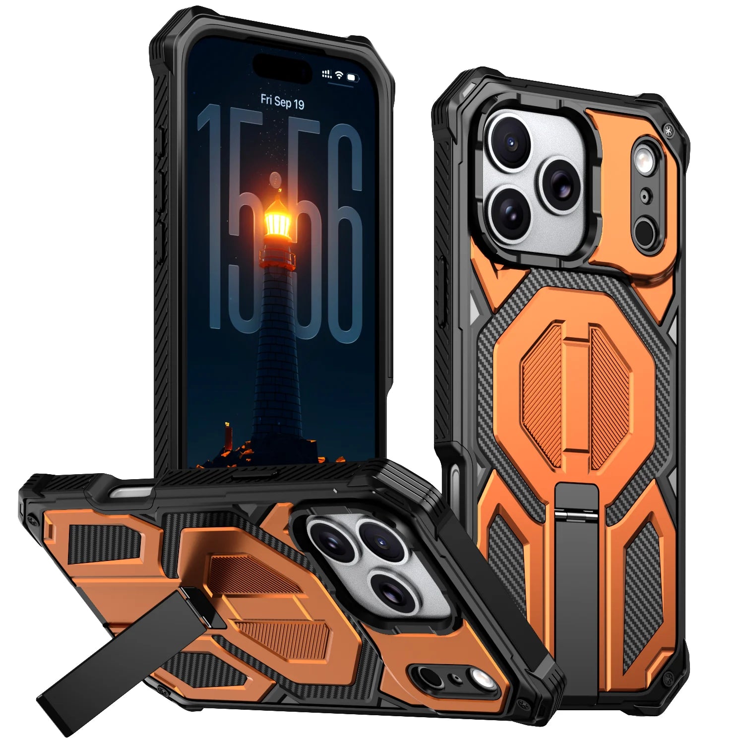 PureGuardCases Metal Stand Armor iPhone Case – MagSafe Shockproof Cover