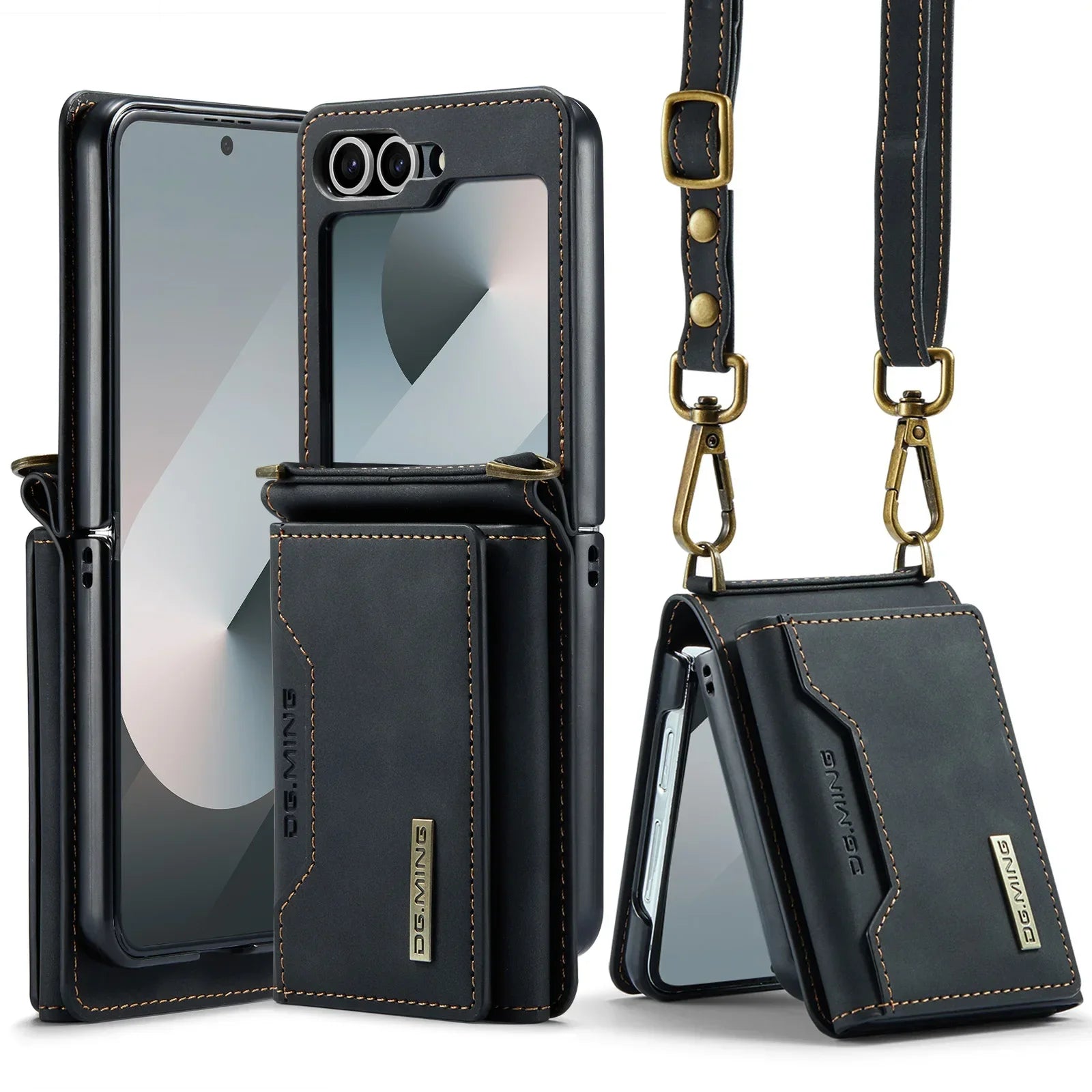 PureGuardCases Crossbody Leather Wallet Case for Samsung Galaxy Z Flip