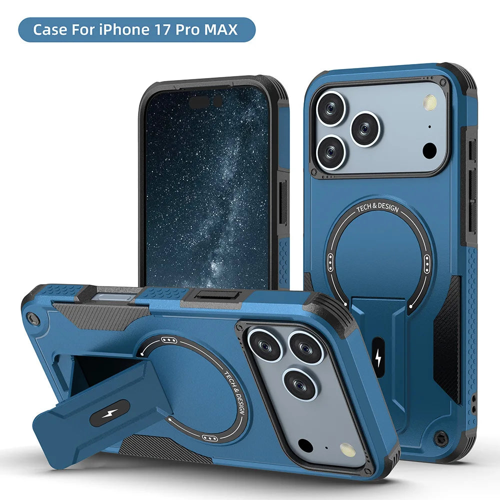 PureGuardCases Invisible Bracket MagSafe iPhone Case – Magnetic Stand Shockproof Cover