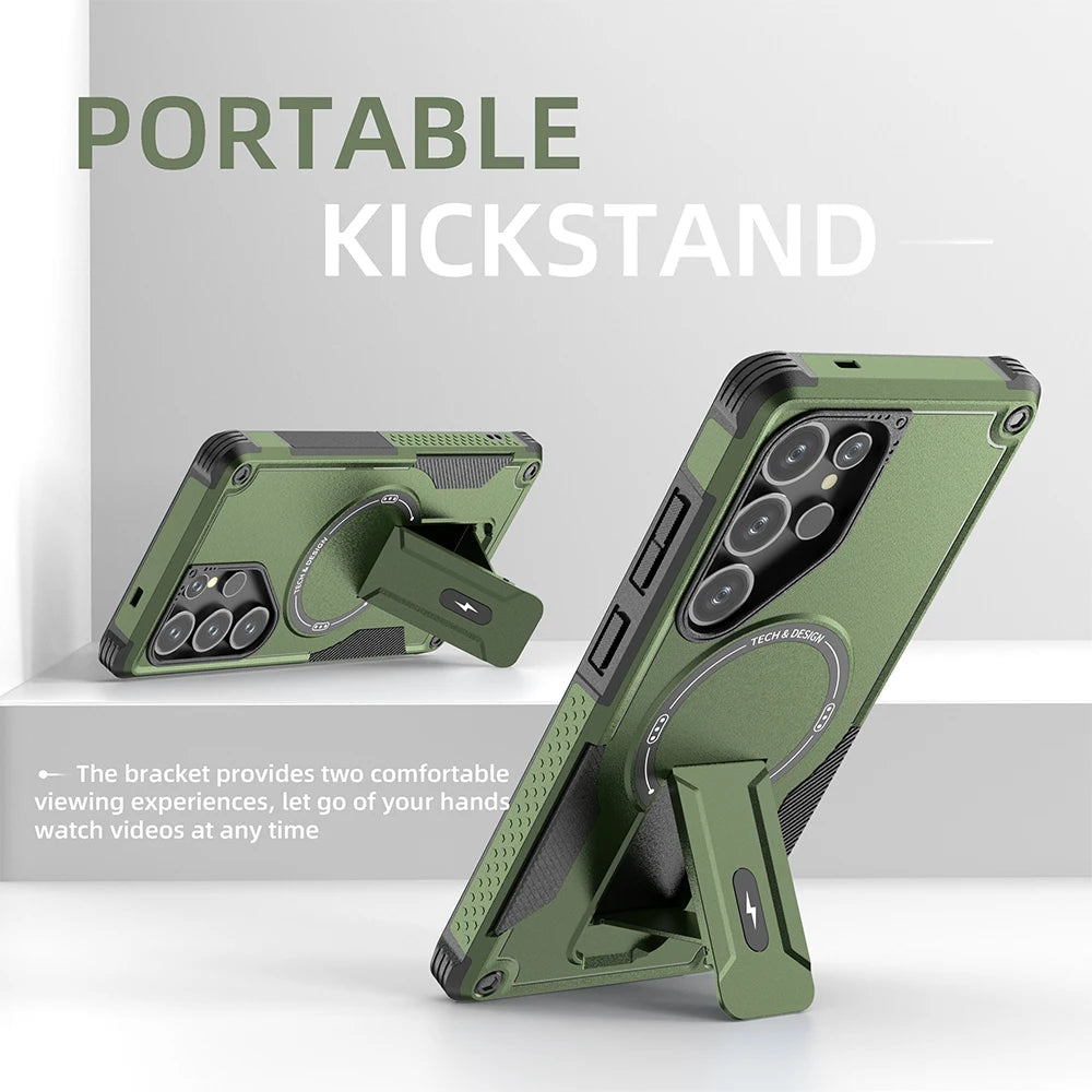 Fold Stand Armor Case Galaxy S & A, Dark Green