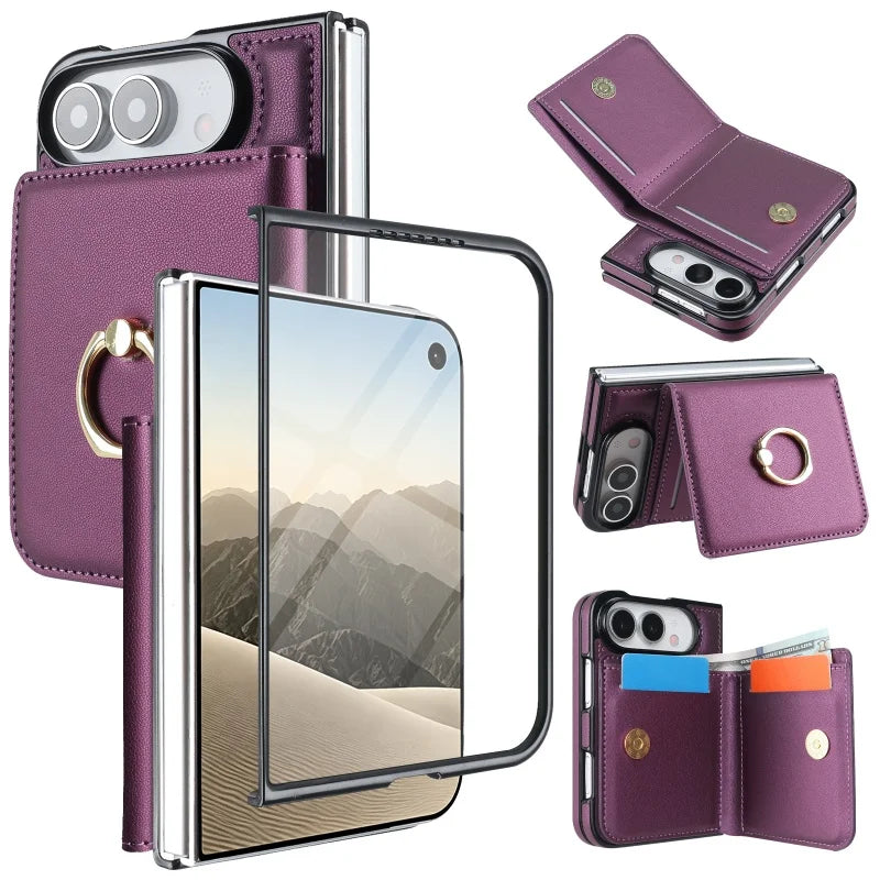 Ring Grip Leather Wallet Case for iPhone Duo, Glass Film - Product View 12