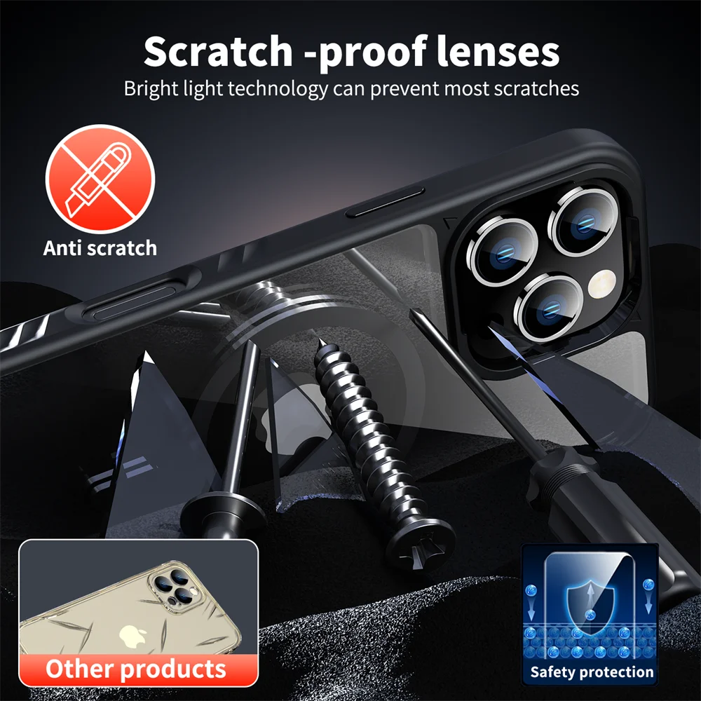 PureGuardCases Luxury Acrylic Clear iPhone Case – MagSafe Magnetic Bumper Cover