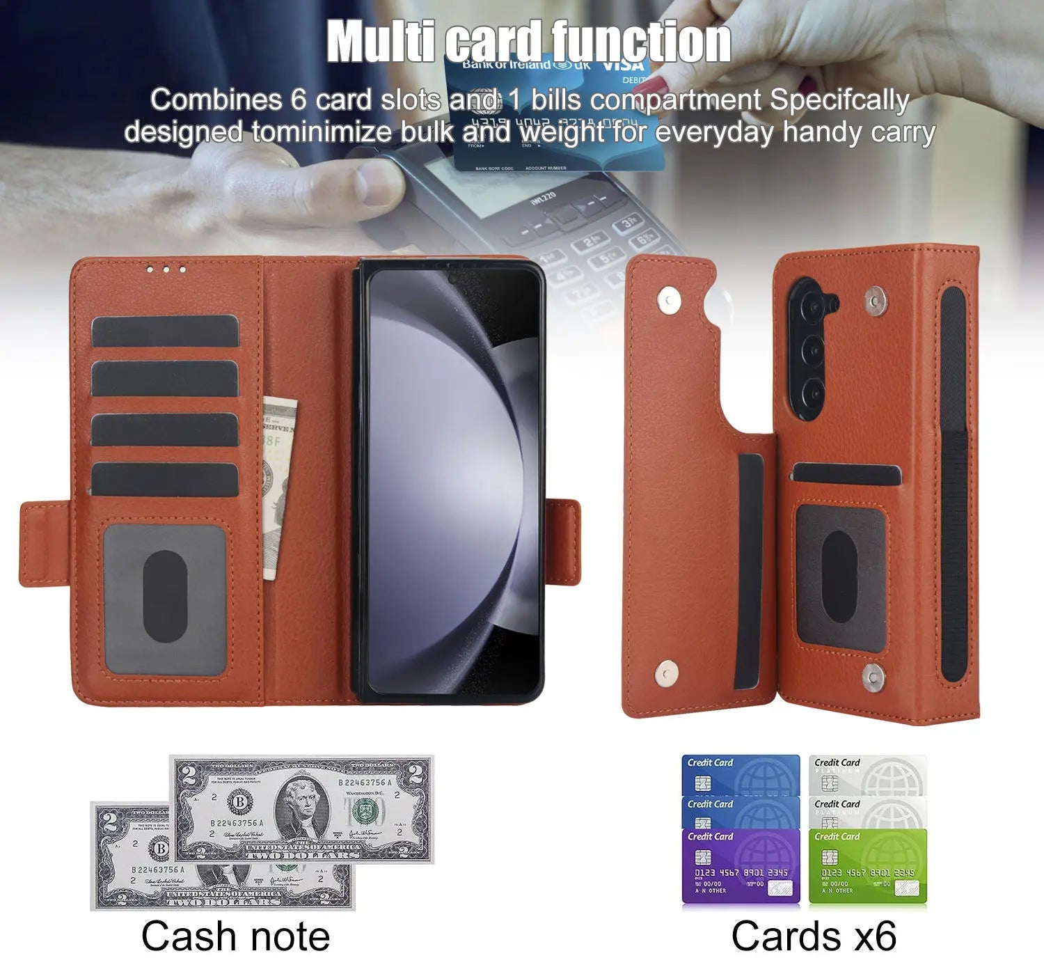 PureGuardCases RFID Leather Wallet Case for Samsung Galaxy Z Fold – Card Holder Protective Cover