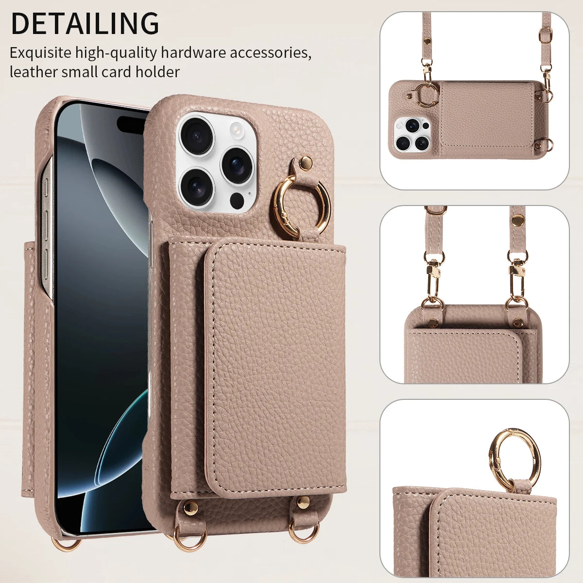 PureGuardCases PU Leather Crossbody Wallet iPhone Case – MagSafe Magnetic Card Holder Cover