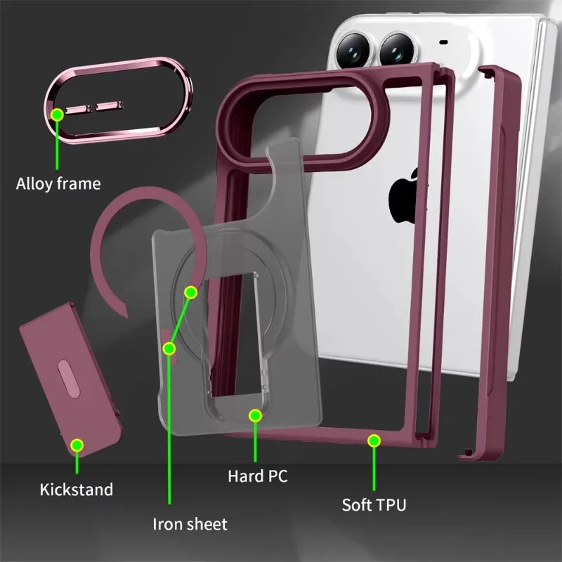 Hinge-Armor Frosted MagSafe Folding Kickstand Case for iPhone Duo - Product View 14