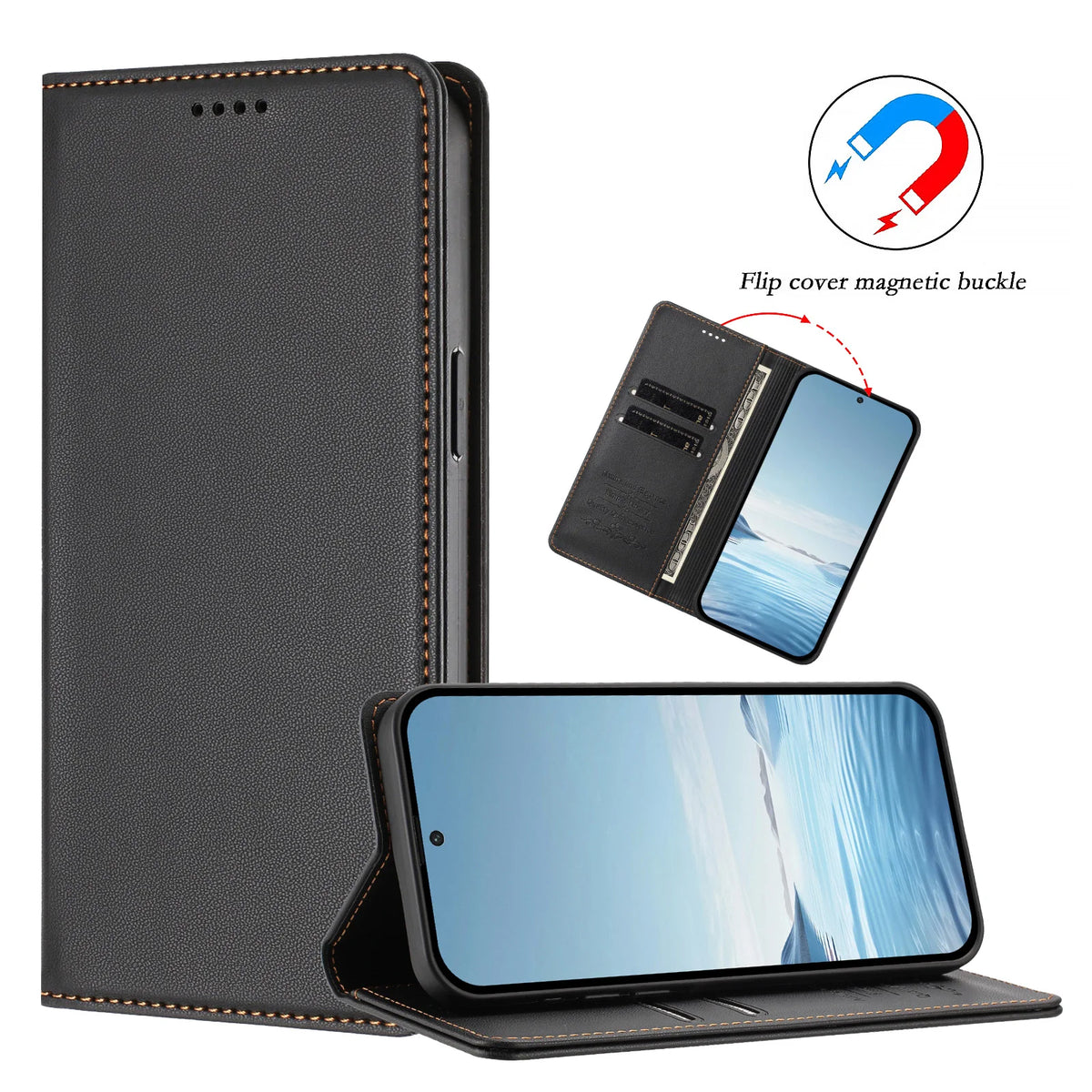 Magnetic Leather Folio Flip Wallet Case for Samsung Galaxy S26 & S25 Series - image 3