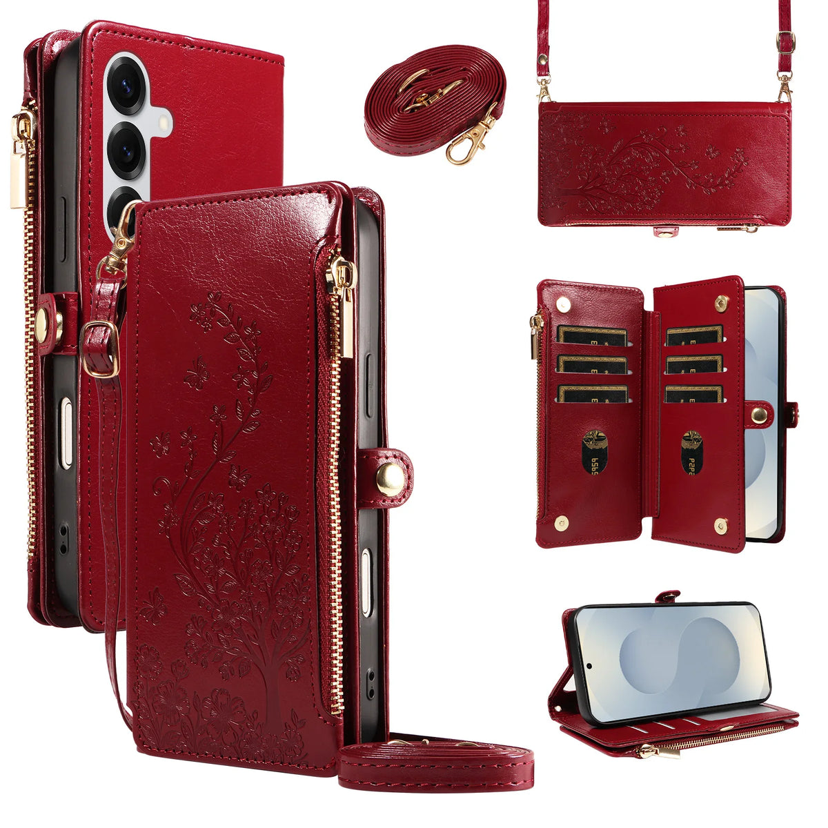 Tree Zipper Case Galaxy S9-S26, Red