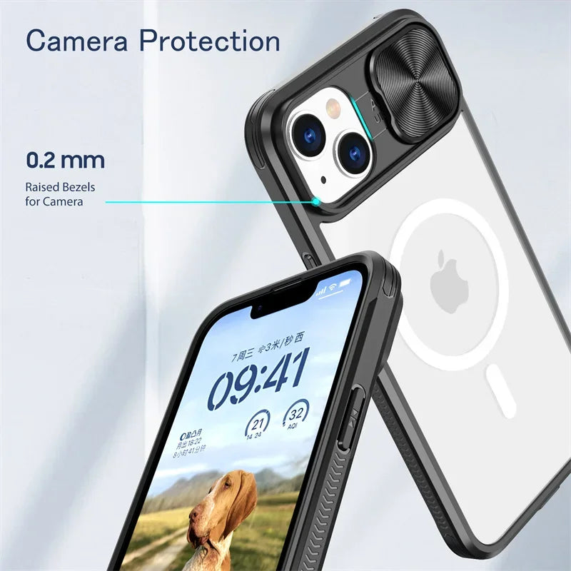 PureGuardCases Slide Camera Lens Acrylic iPhone Case – MagSafe Magnetic Cover