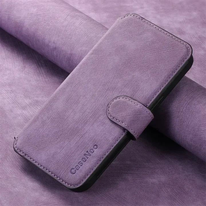 Purple 2-in-1 detachable RFID magnetic leather card holder wallet case for Google Pixel 11, 10 and 9 series
